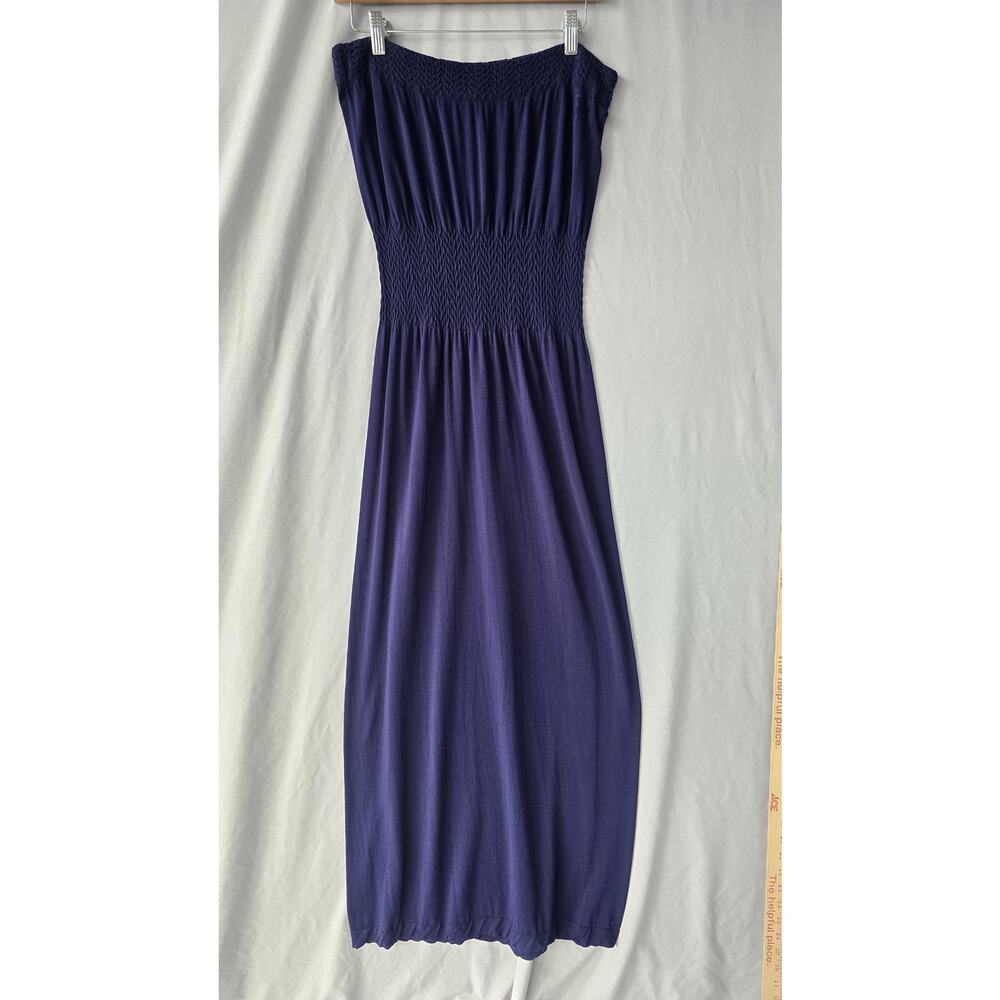 LARK + GREY Dress Womens S/M Blue Strapless Smocked Jersey Casual Sundress